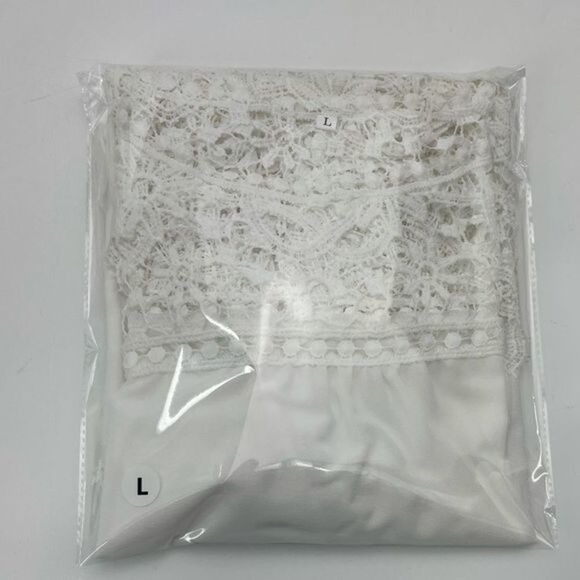 Lace blouse with long sleeves. White. Small - Picture 3 of 3